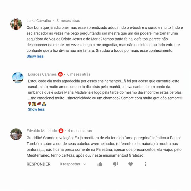 Depoimentos de alunos