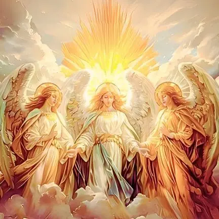 Presenças Angélicas irradiando uma luz dourada